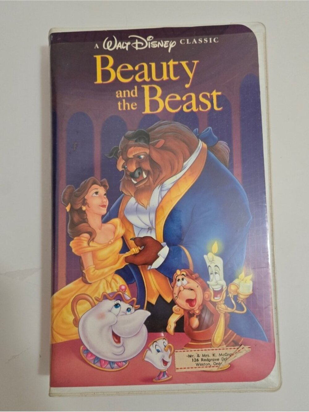 Disney Beauty and the Beast Black Diamond VHS 1992 Clamshell White Case #1325